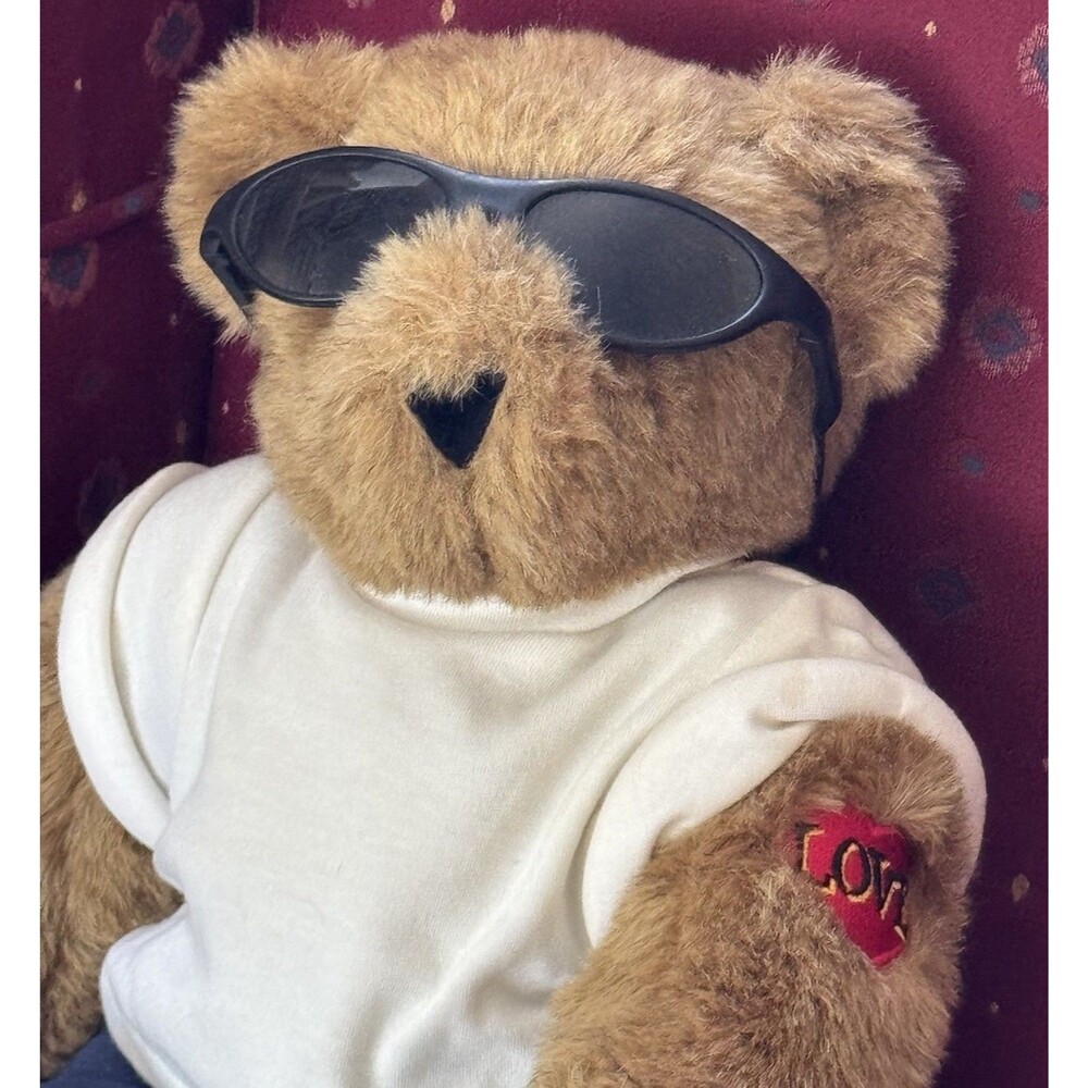 Vermont Teddy Bear 15" Jointed Plush Bear Love Tattoo Sunglasses T-Shirt Jeans